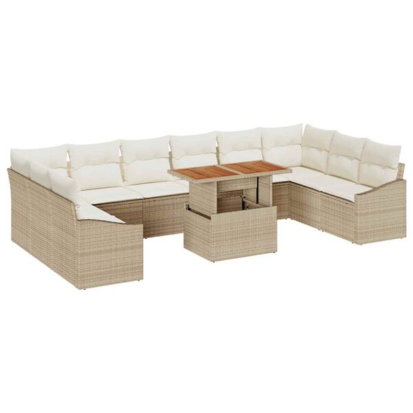 vidaXL Set de canapele pentru grădină 11 pcs Bej Rattan poli