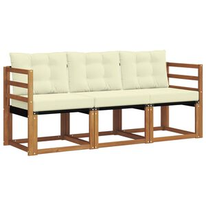 vidaXL Set de canapele de exterior cu pernă 3 pcs Natural și Crem