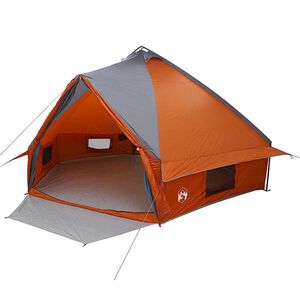vidaXL Cort Teepee pentru 10 Persoane 10 persoană Gri și Portocalie