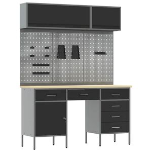 vidaXL Set de dulapuri de lucru cu sertar cu depozitare 8 buc. Negru