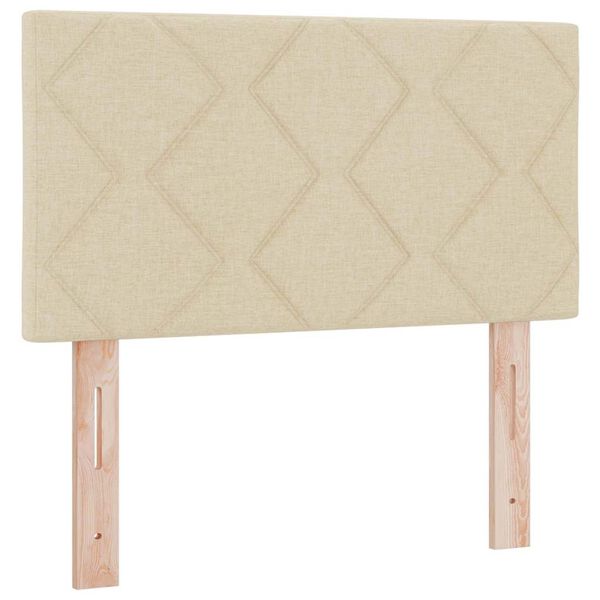 vidaXL Pat cu arcuri cu saltea cu headboard Crem 200 x 80 cm Poliester