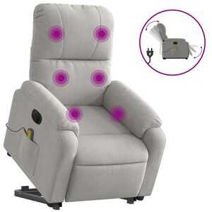 vidaXL Fotoliu de masaj rabatabil electric cu ridicare gri, microfibră