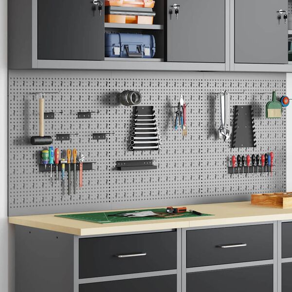 vidaXL Panou de Perete pentru Unelte 3 pcs Gri 150 x 1 x 60 cm