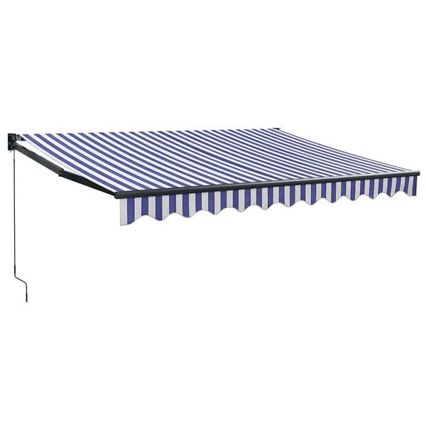 vidaXL Copertină retractabilă albastru/alb, 3x2,5 m, textil/aluminiu
