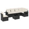 vidaXL Set canapele de grădină cu perne, 7 piese, negru, poliratan