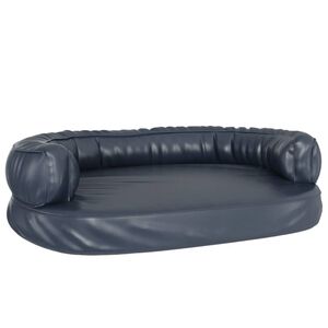 vidaXL Pat de c&acirc;ini, spumă ergonomică, albastru, 88x65 cm, piele eco