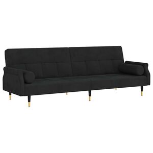 vidaXL Canapea extensibilă cu perne, negru, catifea