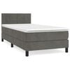 vidaXL Pat box spring cu saltea, gri &icirc;nchis, 100x200 cm, catifea
