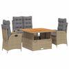 vidaXL Set canapele de grădină, 4 piese, cu perne, bej, poliratan