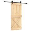 vidaXL Ușă glisantă Natural și Negru 90 x 210 cm Lemn de Pin Solid