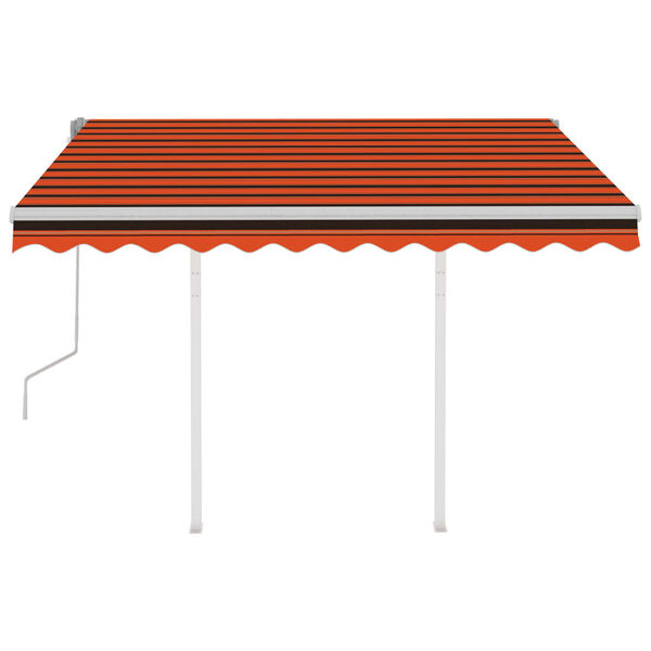 vidaXL Copertină retractabilă manual cu st&acirc;lpi portocaliu/maro 3x2,5 m