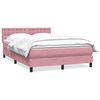 vidaXL Pat box spring cu saltea, roz, 140x210 cm, catifea