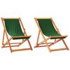 vidaXL Scaune de plajă pliante, 2 buc., verde, material textil