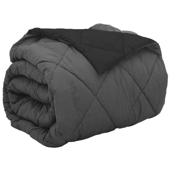 vidaXL Duvet complet pe tot parcursul anului Negru și antracit