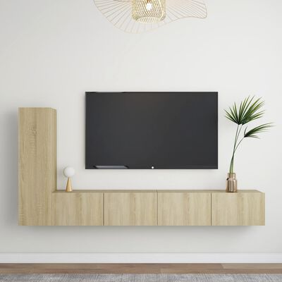 vidaXL Set de dulapuri TV, 3 piese, stejar sonoma, lemn prelucrat