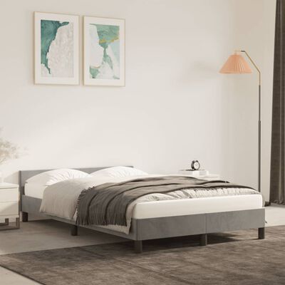 vidaXL Cadru de pat cu tăblie, gri deschis, 120x190cm, catifea