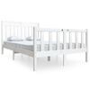 vidaXL Cadru de pat dublu, alb, 135x190 cm, lemn masiv