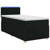 vidaXL Pat boxspring cu saltea cu benzi LED Negru 90 x 200 cm Țesătură
