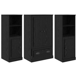 vidaXL Bufet cu sertar 3 pcs Stejar Negru Lemn compozit
