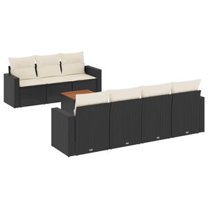 vidaXL Set mobilier de grădină cu perne, 8 piese, negru, poliratan