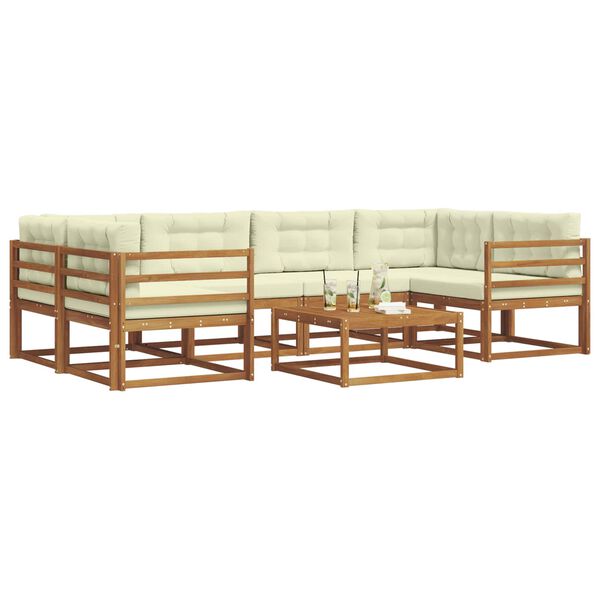 vidaXL Set de canapele de exterior cu pernă 7 pcs Natural și Crem
