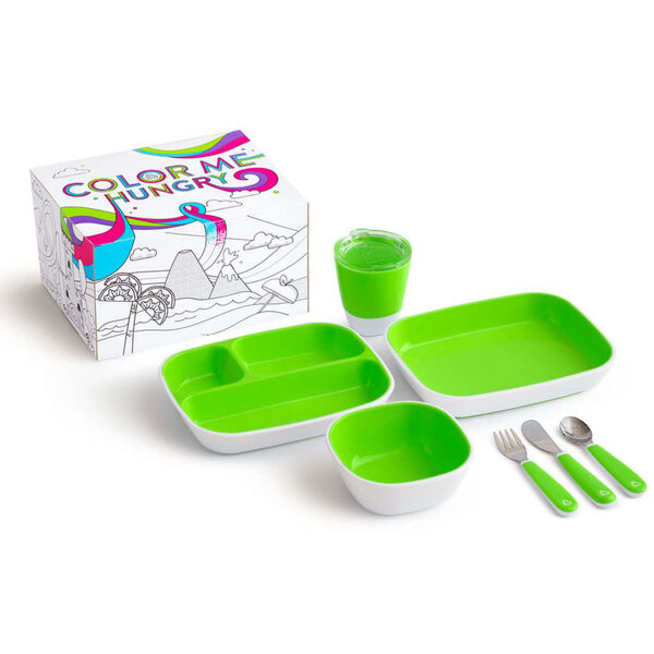 Munchkin Set de masă Color Me Hungry, 7 piese, verde