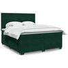 vidaXL Pat box spring cu saltea, verde &icirc;nchis, 180x200 cm, catifea