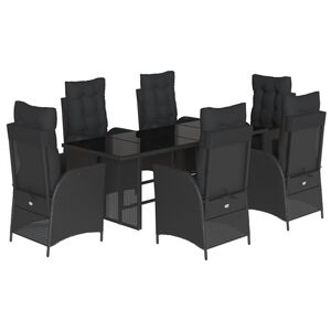 vidaXL Set mobilier de grădină cu perne, 7 piese, negru, poliratan