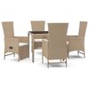vidaXL Set mobilier de grădină cu perne, 5 piese, bej, poliratan