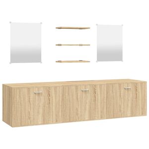 vidaXL Set mobilier de baie cu 6 piese, lemn prelucrat din stejar