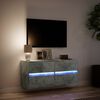 vidaXL Comodă TV de perete cu lumini LED, gri beton, 100x31x45 cm