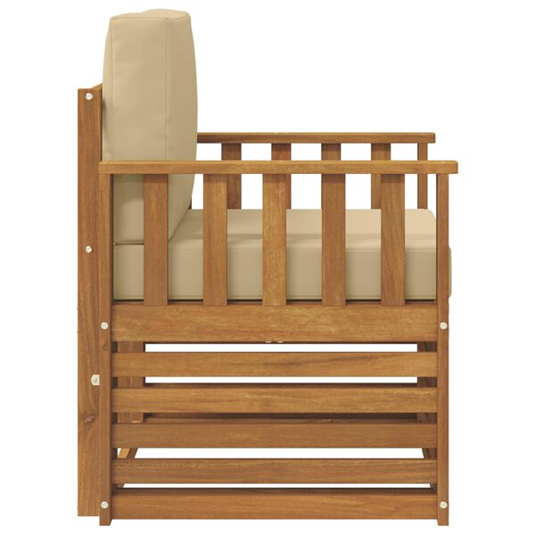 vidaXL Set de canapele de exterior cu pernă natural 71 x 63 x 73 cm