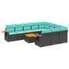 vidaXL Set canapele de grădină cu perne, 11 piese, negru, poliratan