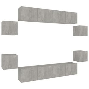 vidaXL Set dulap TV, 8 piese, gri beton, lemn prelucrat