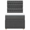 vidaXL Pat box spring cu saltea, gri &icirc;nchis, 90x190 cm, textil