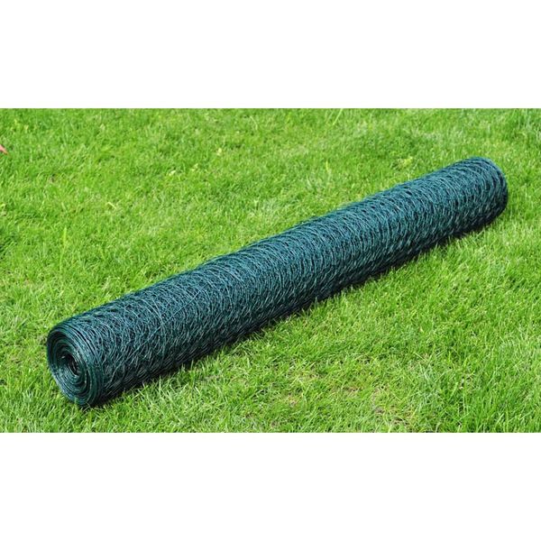 vidaXL Plasă de s&acirc;rmă găini, verde, 25x1 m, cu acoperire PVC