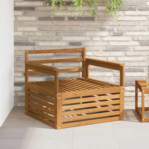 vidaXL 2 Bucată Sofa cu Brațe Lemn Solid de Acacia natural