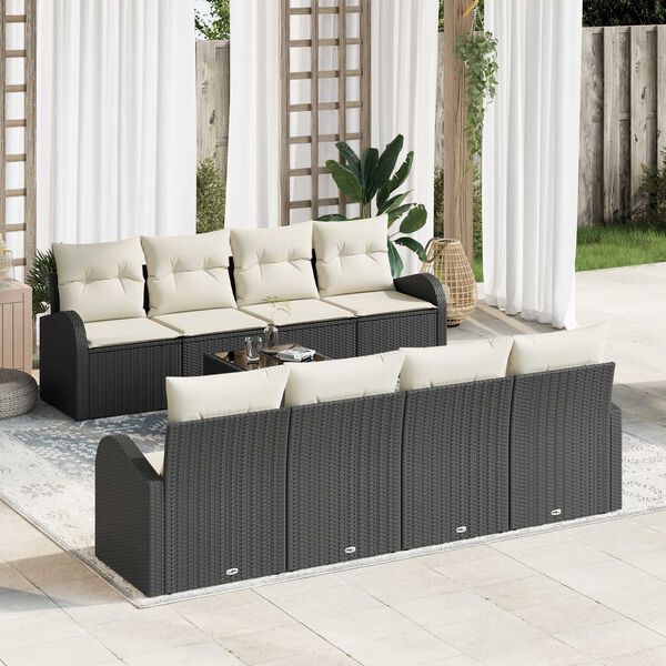 vidaXL Set de canapele pentru grădină Negru 55 x 55 x 37 cm poliratan