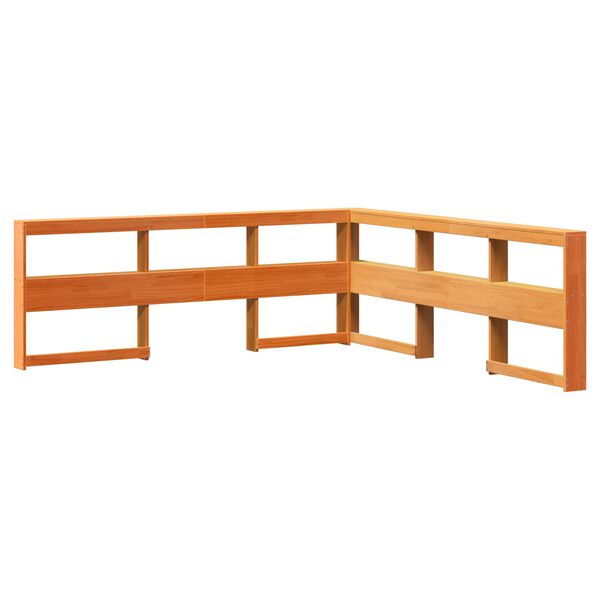vidaXL Pat bibliotecă cu headboard 2 pcs Maroniu cerat 200 x 200 cm
