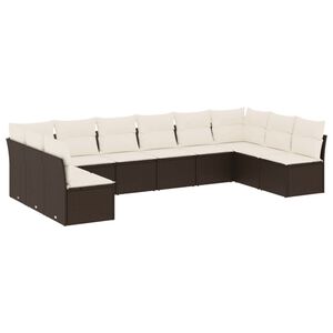 vidaXL Set canapele de grădină cu perne, 10 piese, maro, poliratan