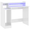 vidaXL Birou cu lumini LED alb extralucios 97x90x45 cm lemn compozit