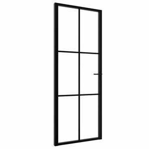 vidaXL Ușă de interior, negru, 76x201,5 cm, sticlă ESG și aluminiu