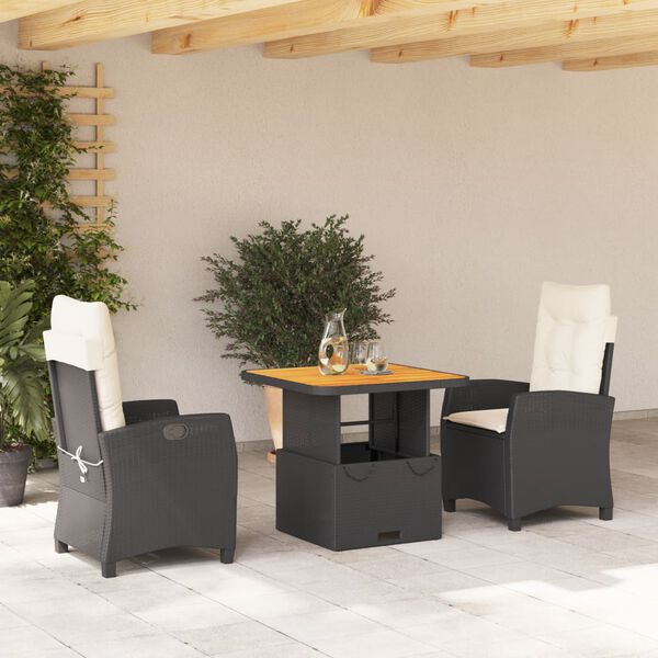 vidaXL Set mobilier de grădină cu perne, 5 piese, negru, poliratan