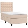 vidaXL Pat box spring cu saltea, cappuccino, 100x200cm piele ecologică