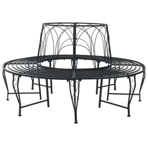 vidaXL Bancă cu arbori 8-Număr de locuri &Oslash; 160 x 89 cm Oțel Negru