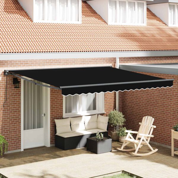 vidaXL Cortina Retractabilă Negru 400 &times; 300 cm Aluminiu și țesătură