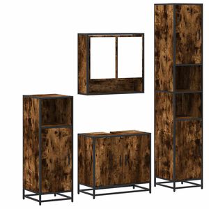 vidaXL Set de mobilier de baie 4 piese Lemn prelucrat de stejar afumat