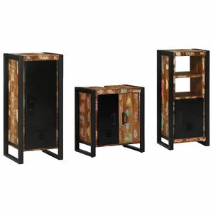 vidaXL Set de mobilier pentru baie 3 buc. Multicolor și negru