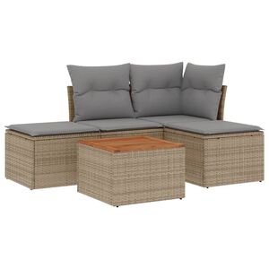 vidaXL Set canapele de grădină cu perne, 5 piese, bej, poliratan