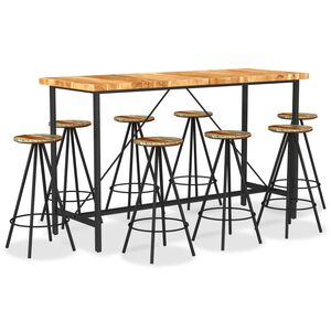 vidaXL Set de bar, 9 piese, lemn masiv de acacia și lemn reciclat